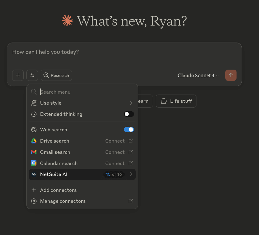 Claude pro fully setup and working in NetSuite